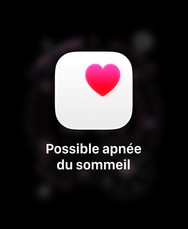 Possible sleep apnea notification, pink heart in white box