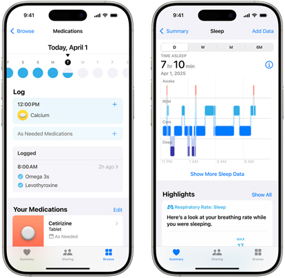 Un iPhone affichant l’app de santé auditive.