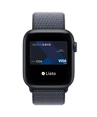 Apple Watch SE 3, caja de aluminio, blanco estelar, Apple Pay en Apple Wallet, parte lateral derecha, Digital Crown, correa loop deportiva, azul ancla