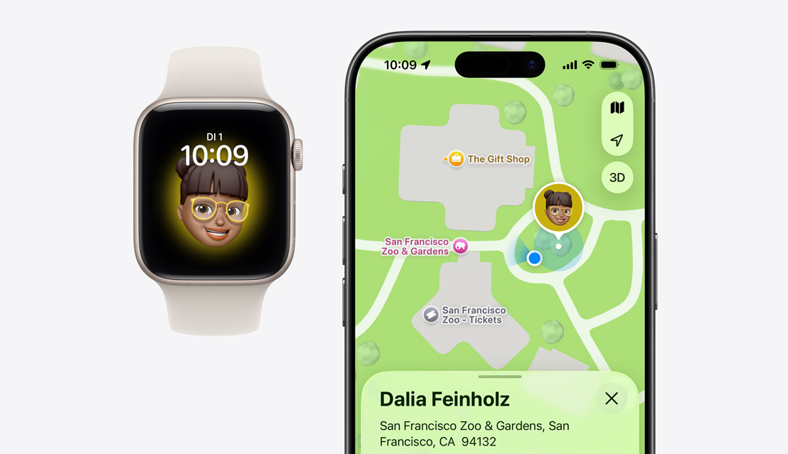 Apple Watch SE 3, Memoji eines Kindes auf Display, iPhone 17, „Wo ist?“ App, Standort eines Kindes auf Karte