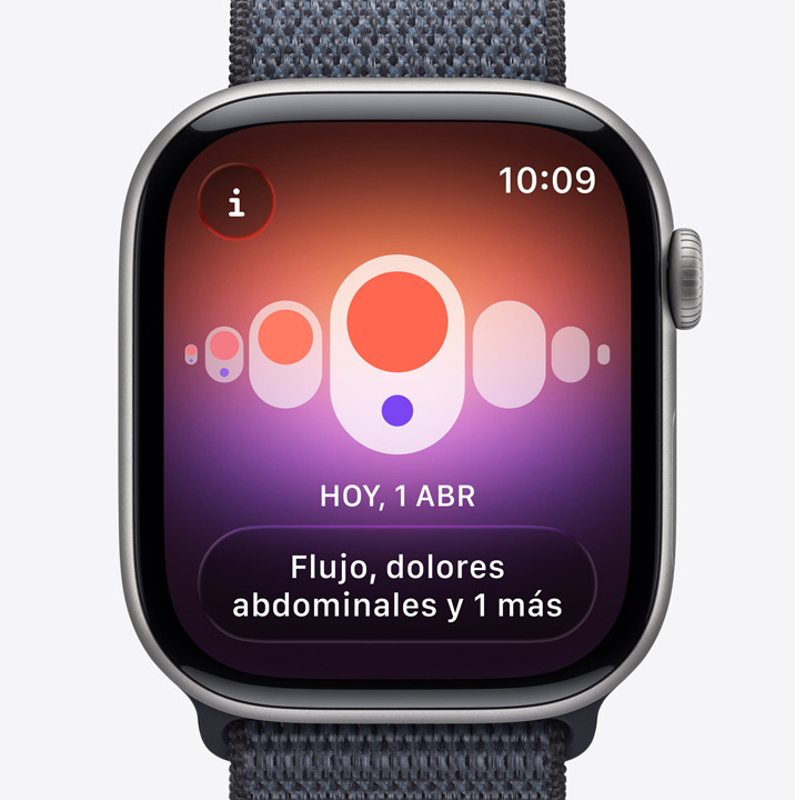 Apple Watch Series 11, caja de aluminio, color gris espacial, notificación de fecha de ovulación estimada de Control del Ciclo en la app Salud, Digital Crown, correa Loop deportiva, color gris oscuro