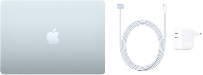 MacBook Air 13 tum, usb-c till MagSafe 3-kabel och 30 W usb-c-strömadapter