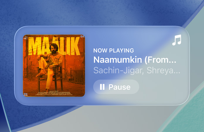 Translucent controls in Apple Music refract the background