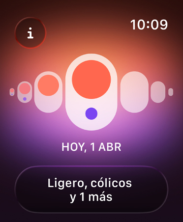 Cycle Tracking page in Health App, calendar indicates menstruation stage, light flow