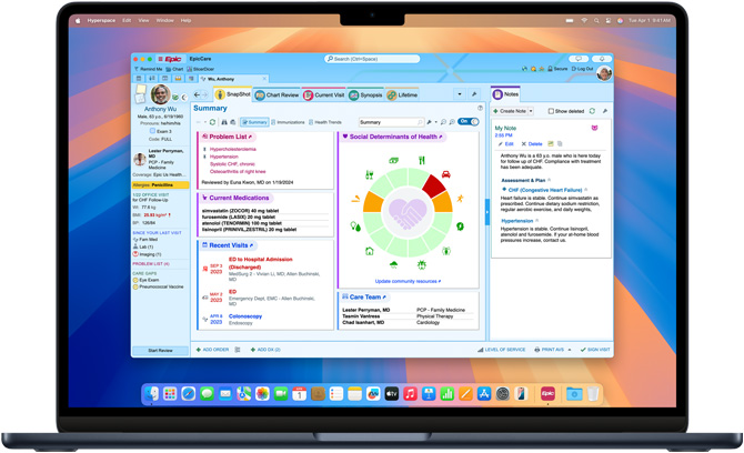 A MacBook Pro displaying Epic MyChart Electronic Health Records.