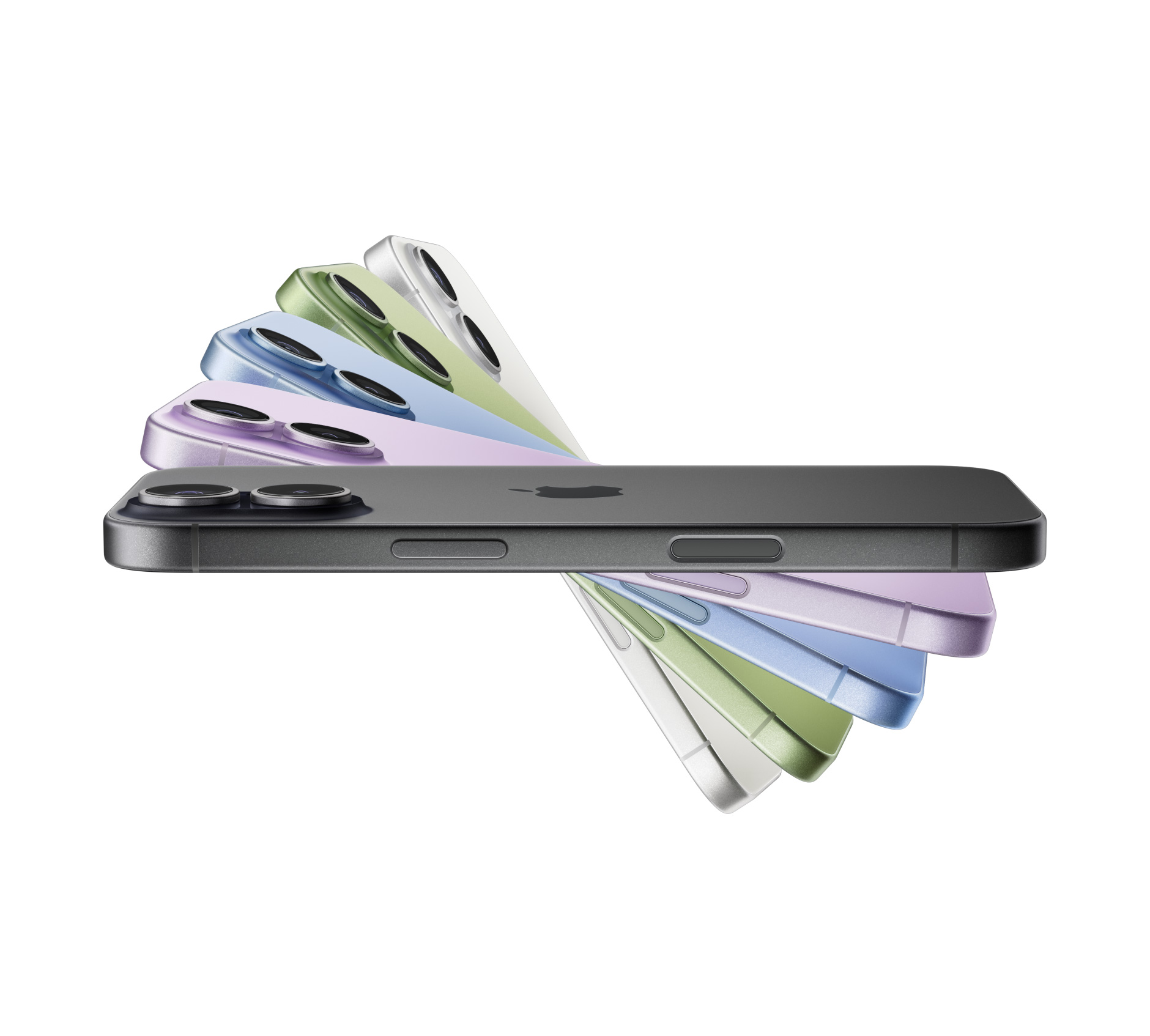 Пристрої iPhone 17 обертаються, кольори: чорний, лавандовий, «синя мла», шавлієвий зелений, білий
