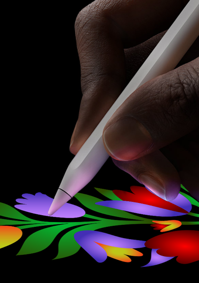 Apple Pencil and a drawing of a Christmas Tree