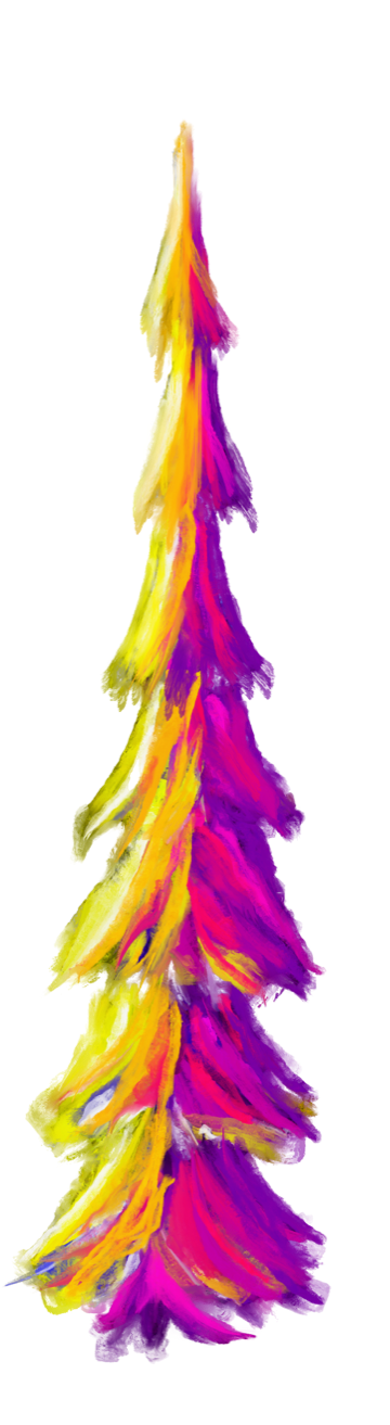 A striking bright yellow and neon pink tree, with seven tiers.