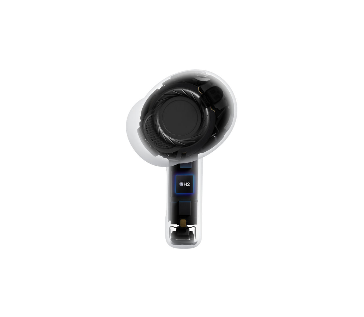 AirPods Pro 3, bezvadu austiņa, skaidra iekšējā struktūra