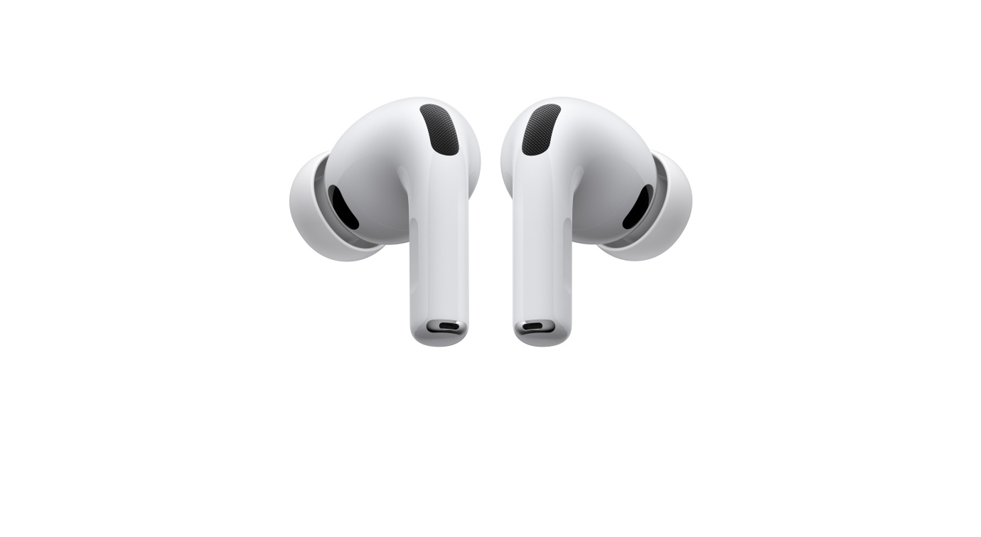 AirPods Pro 3, left and right wireless headphones, white color, silicone tips
