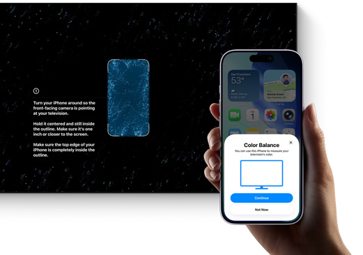 iPhone, der bruges til at justere farverne på et TV