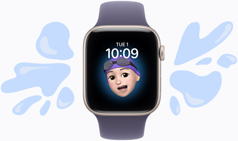 Eine Apple Watch, umgeben von einer Pfütze.