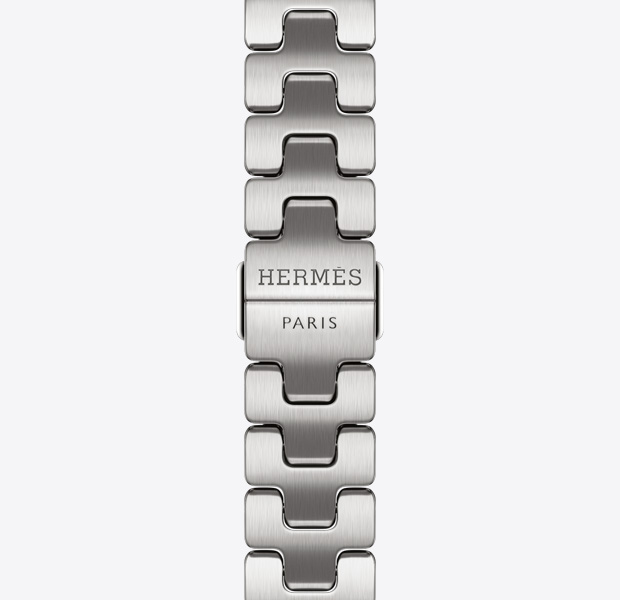 Correa Grand H Fin para Apple Watch Hermès Series 11, color Satiné, logo de Hermès grabado en la hebilla