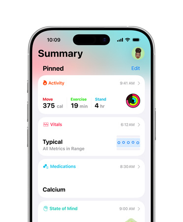 Vastgezet gezondheidsoverzicht op iPhone