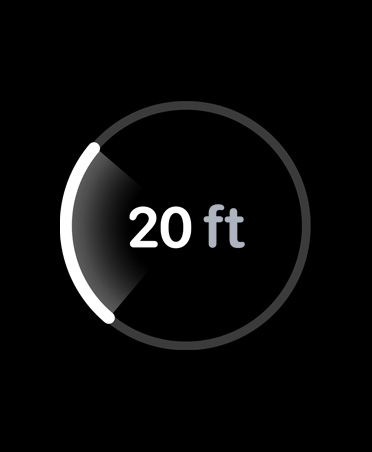 Genaue Suche, weißer Fortschrittsbalken umrundet die ungefähre Entfernung zum verlegten iPhone
