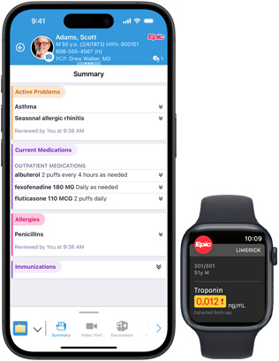 Mjukvara som visar Epic Haiku och Epic Limerick på iPhone och Apple Watch.
