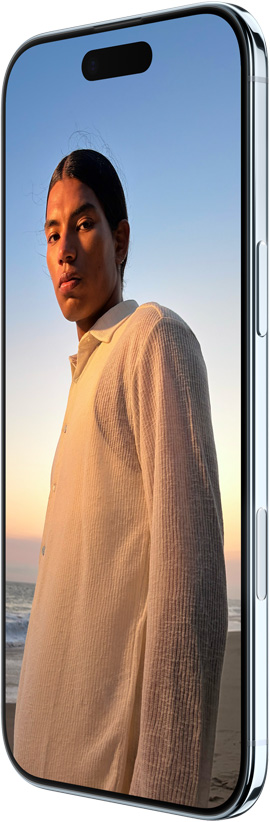 iPhone Air, parte posterior, azul cielo, cámara Fusion principal en la estructura de la parte superior