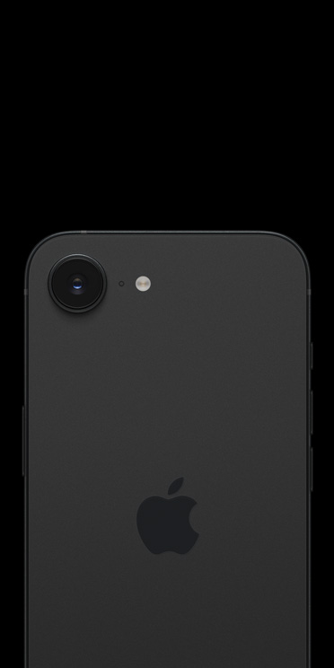 iPhone Air negro espacial, parte posterior que muestra el sistema avanzado de dos cámaras, lente dos en uno, LiDAR, flash y micrófono