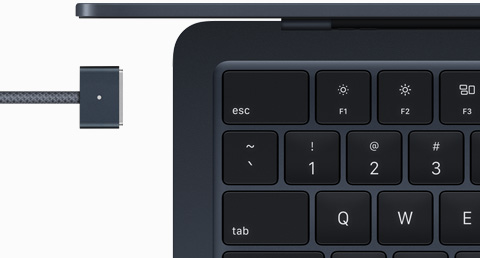 MacBook Air in Midnight color with color-matched MagSafe cable