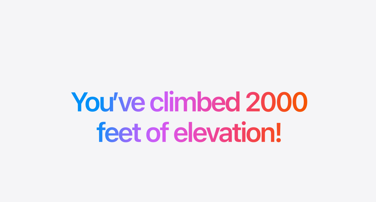 You’ve climbed 2000 feet of elevation! to illustrate Workout Buddy